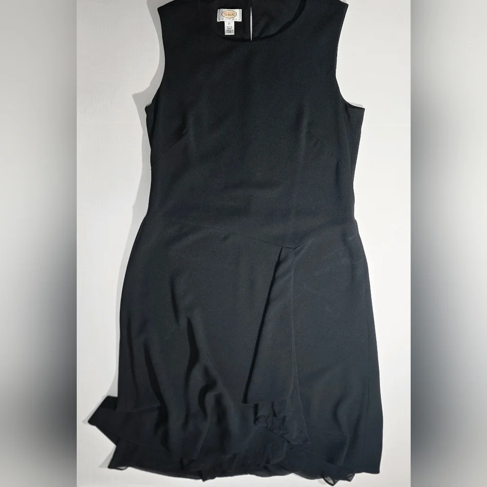 Talbots 12 Elegant Black Sleeveless Dress Ruffled Bottom & Crepe Staple Piece - Picture 12 of 13